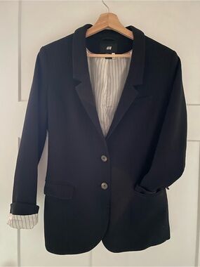 Black H&M Blazer With Elbow Patches Women’s Size 12